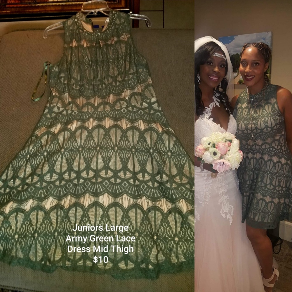 MIDI Army Green Lace Dress
